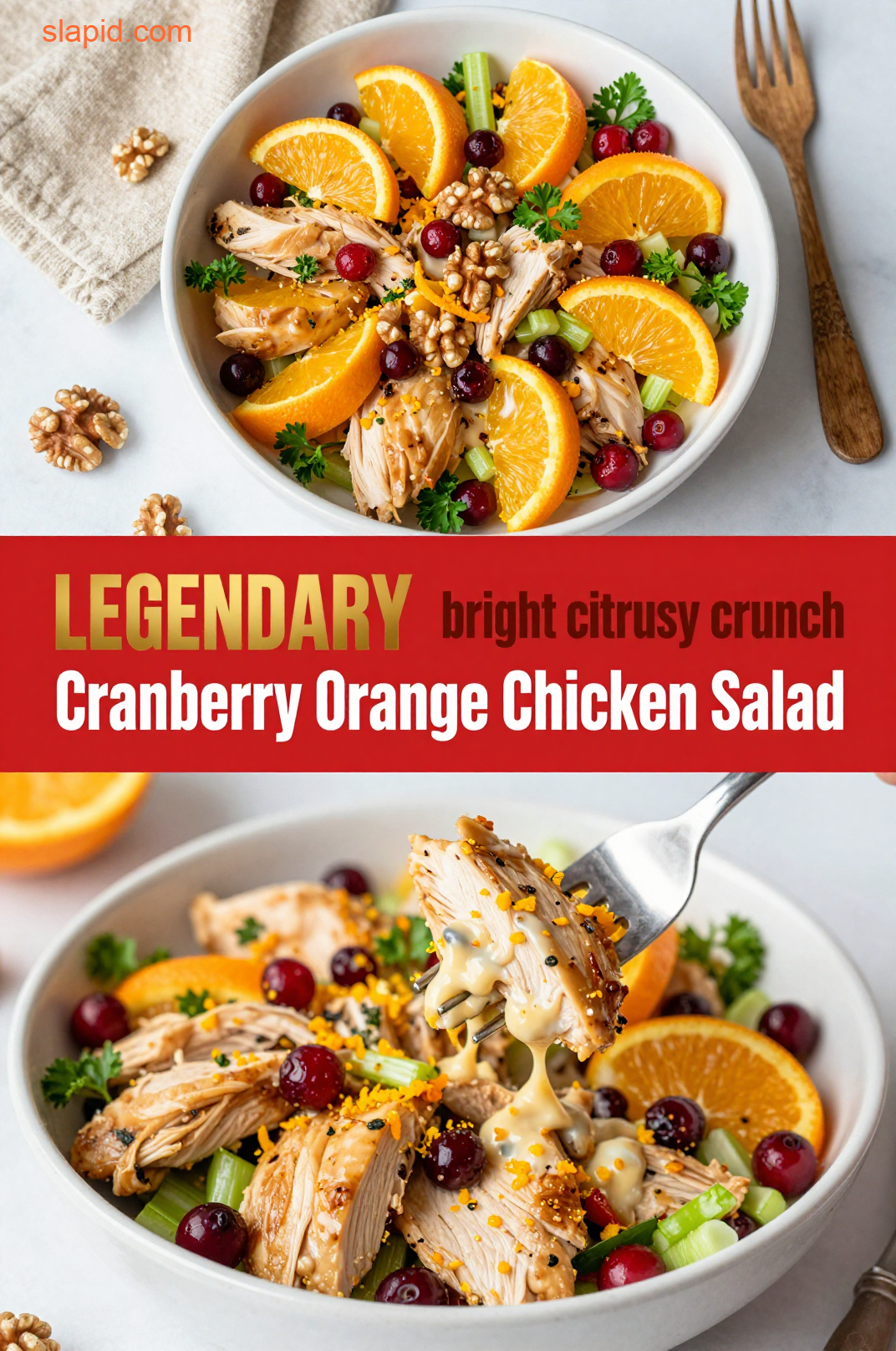 Delicious plate of Cranberry Orange Chicken Salad