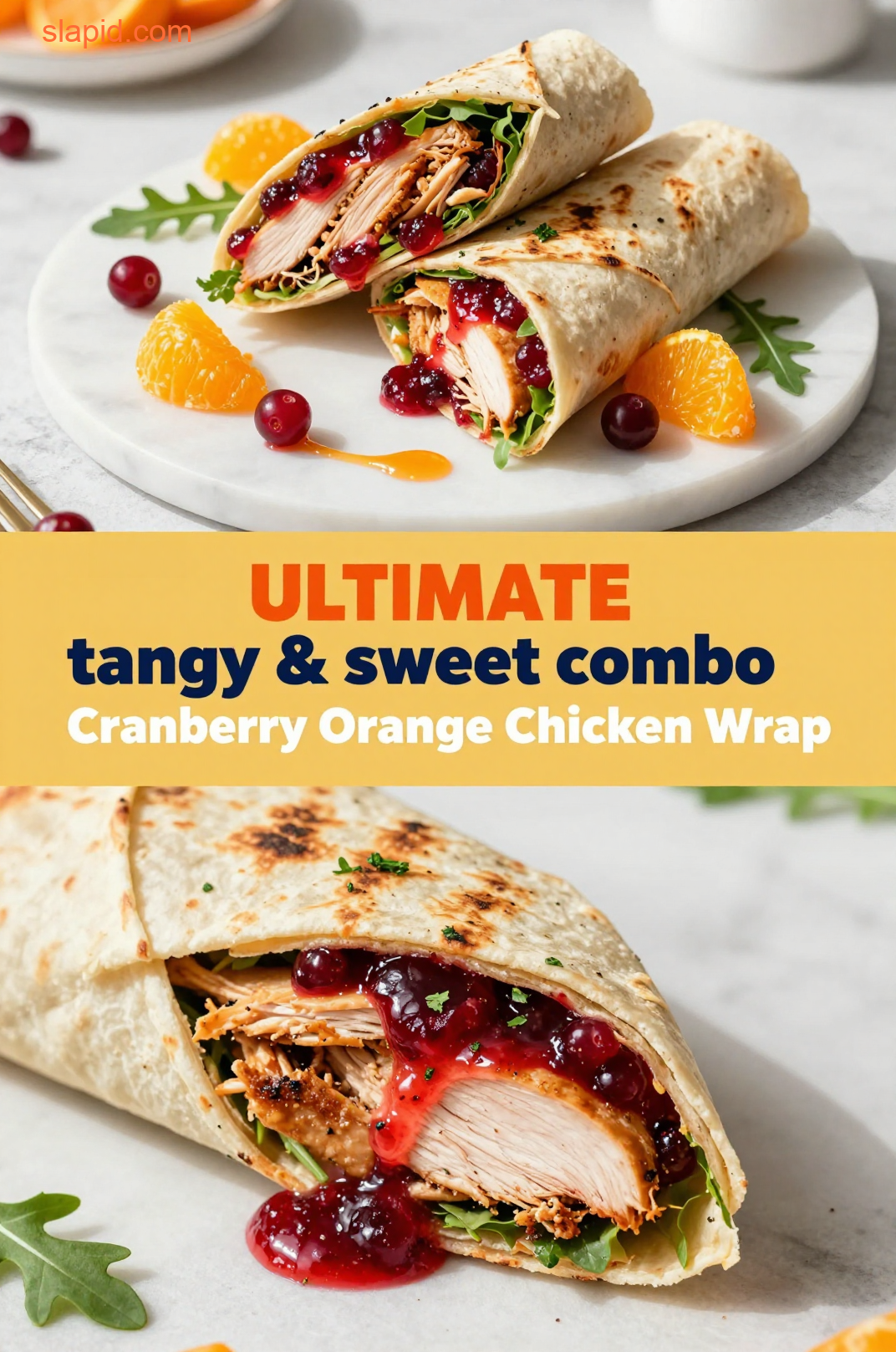Delicious plate of Cranberry Orange Chicken Wrap