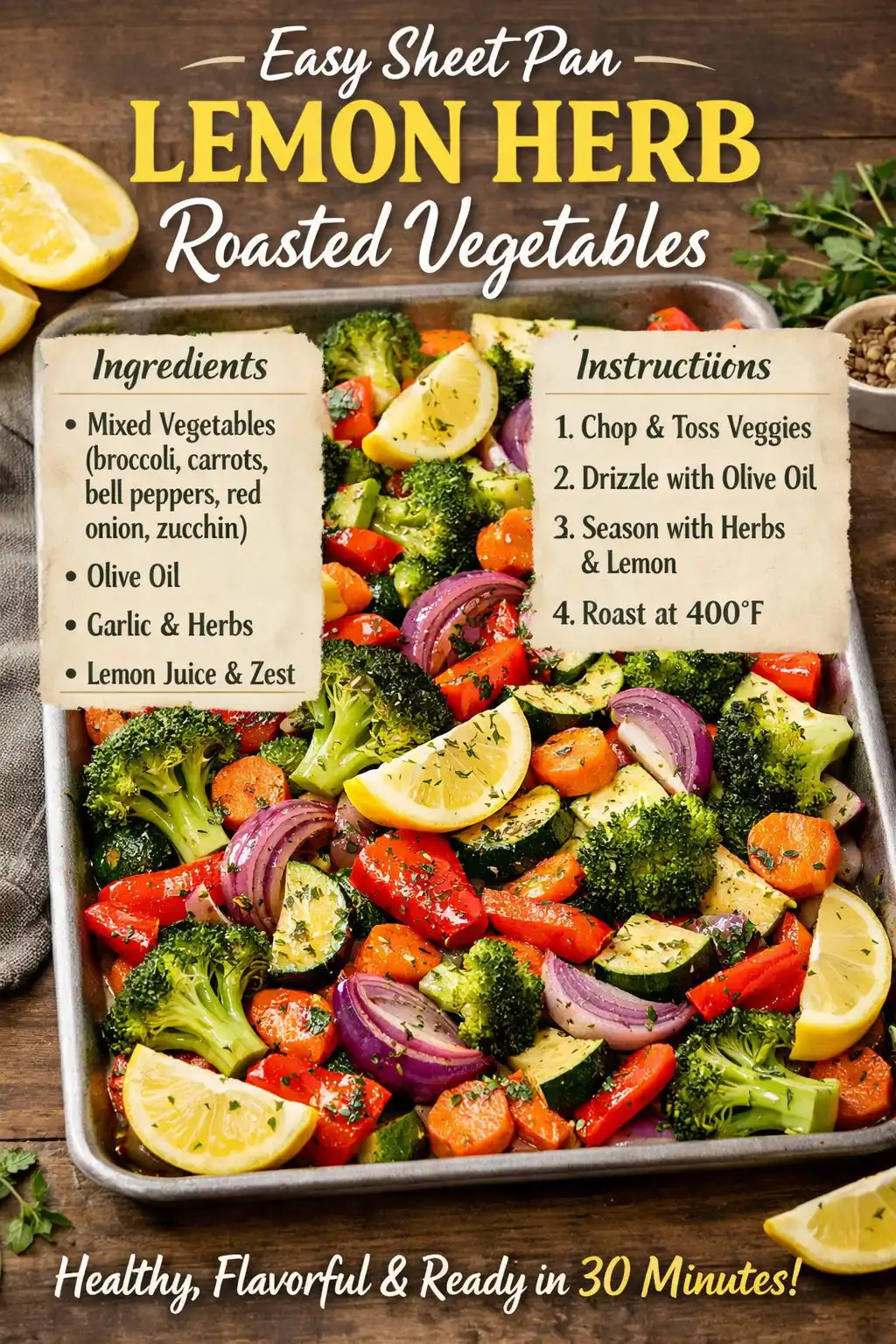 Easy Sheet Pan Lemon Herb Roasted Vegetables Recipe