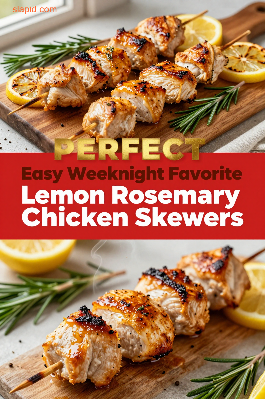 Delicious plate of Lemon Rosemary Chicken Skewers