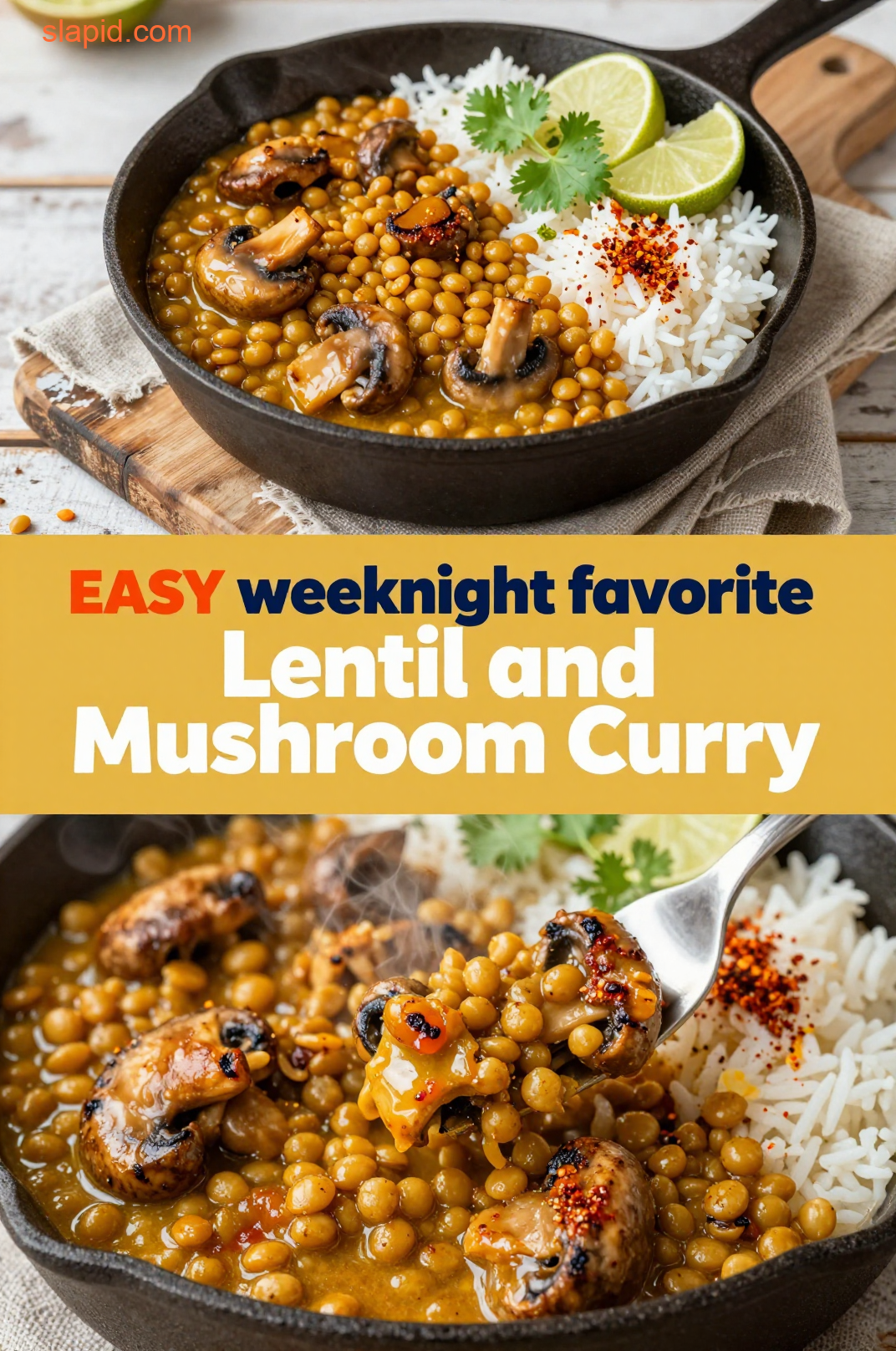 Delicious plate of Lentil and Mushroom Curry