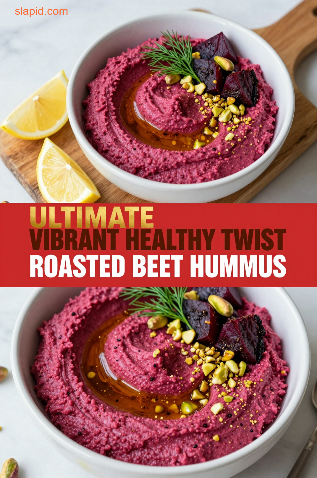 Delicious plate of Roasted Beet Hummus