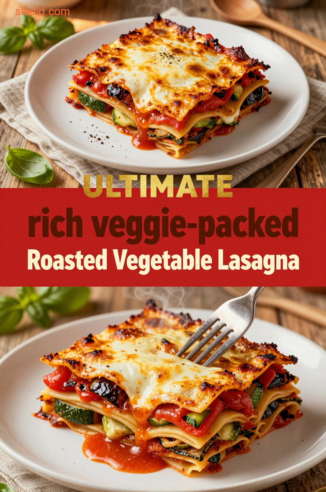 Delicious plate of Roasted Vegetable Lasagna