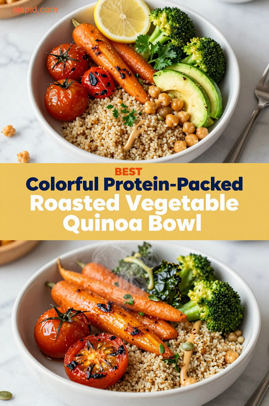Delicious plate of Roasted Vegetable Quinoa Bowl