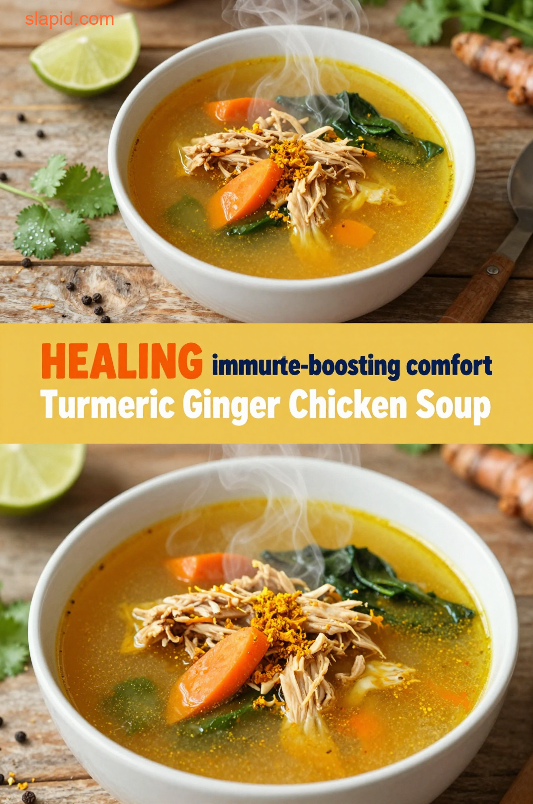 Delicious plate of Turmeric Ginger Chicken Soup
