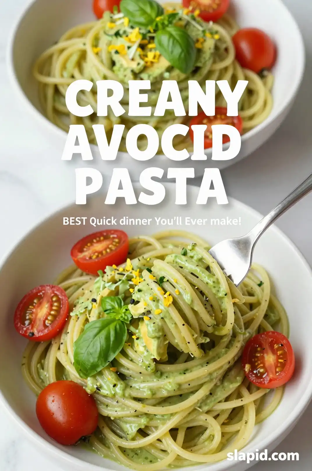 Creamy Avocado Pasta with Roasted Cherry Tomatoes - Pasta Recipe | Slapid