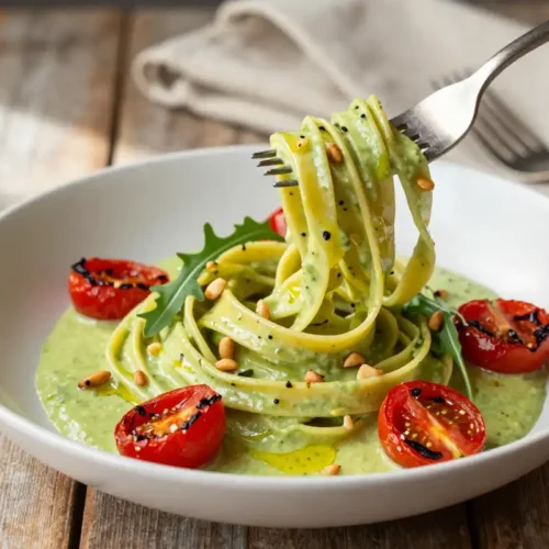 Step by step Creamy Avocado Pasta with Roasted Cherry Tomatoes