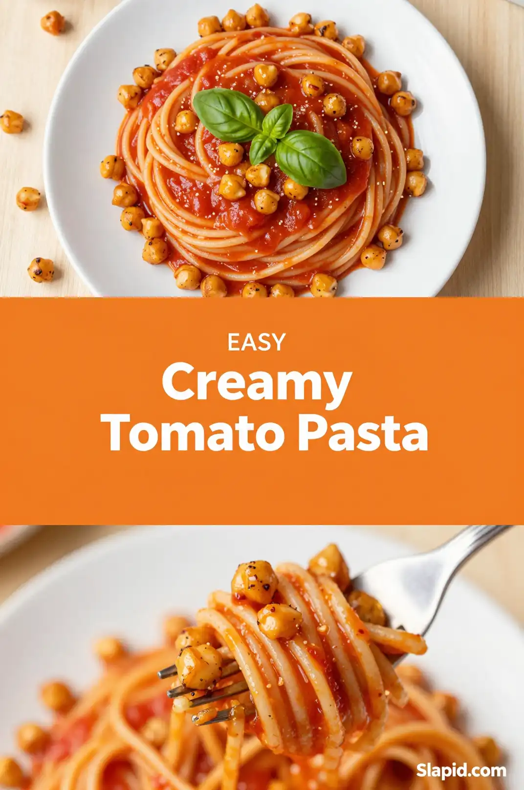 Creamy Tomato Pasta with Roasted Chickpeas - Pasta Recipe | Slapid