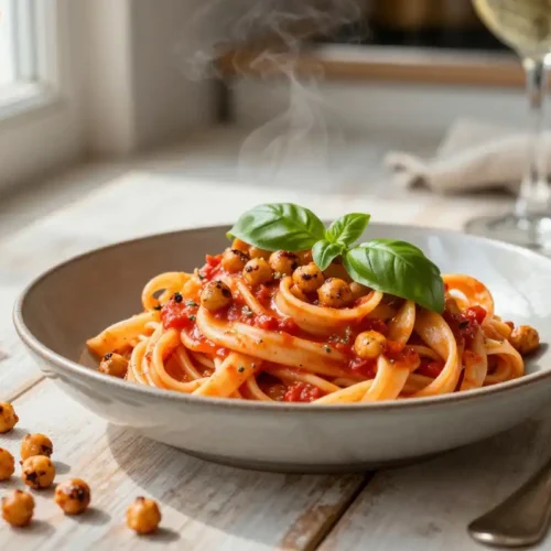 Step by step Creamy Tomato Pasta with Roasted Chickpeas