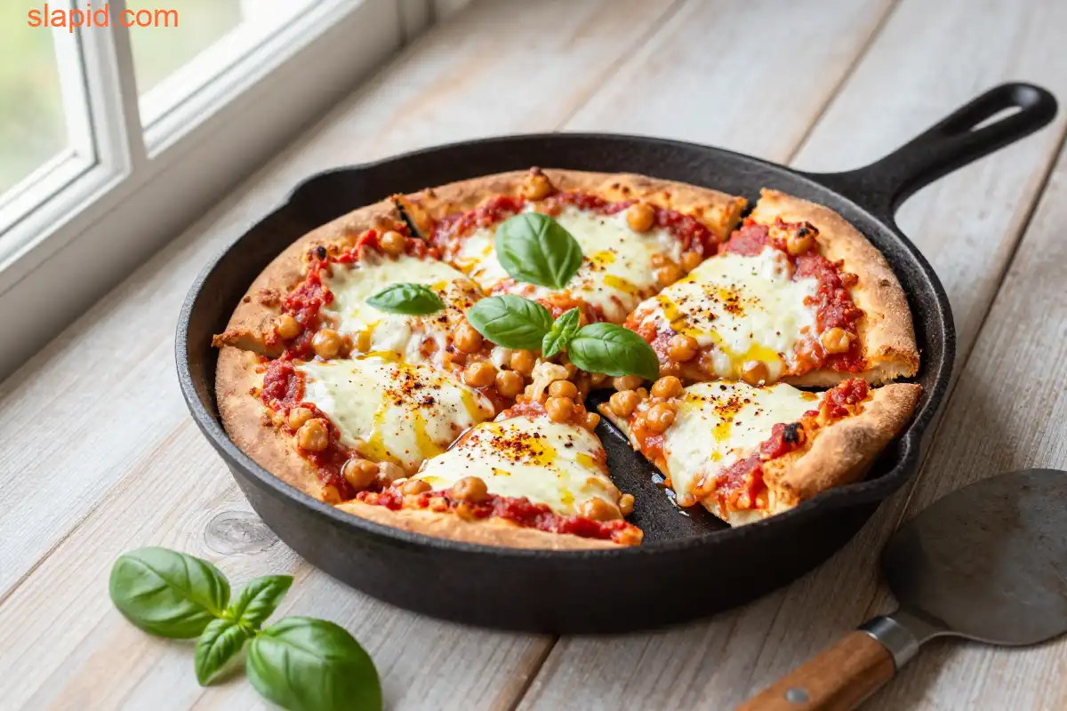 Easy Air Fryer Gluten-Free Chickpea Pizza plated dish