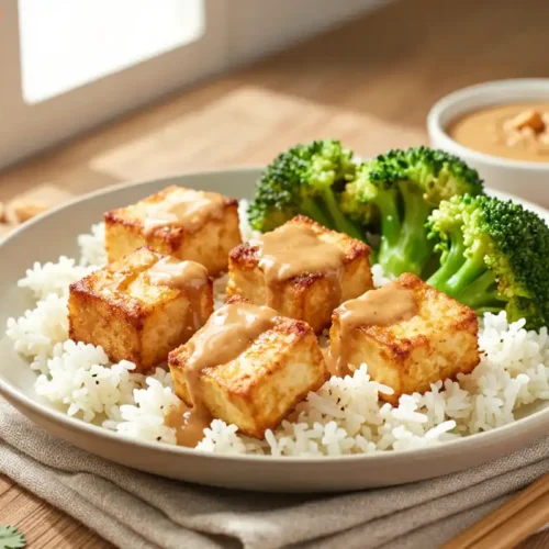 Step by step Easy Air Fryer Tofu with Peanut Sauce
