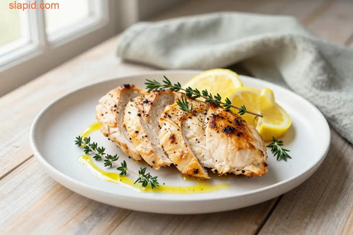 Easy Baked Chicken Breast with Lemon Herbs plated dish