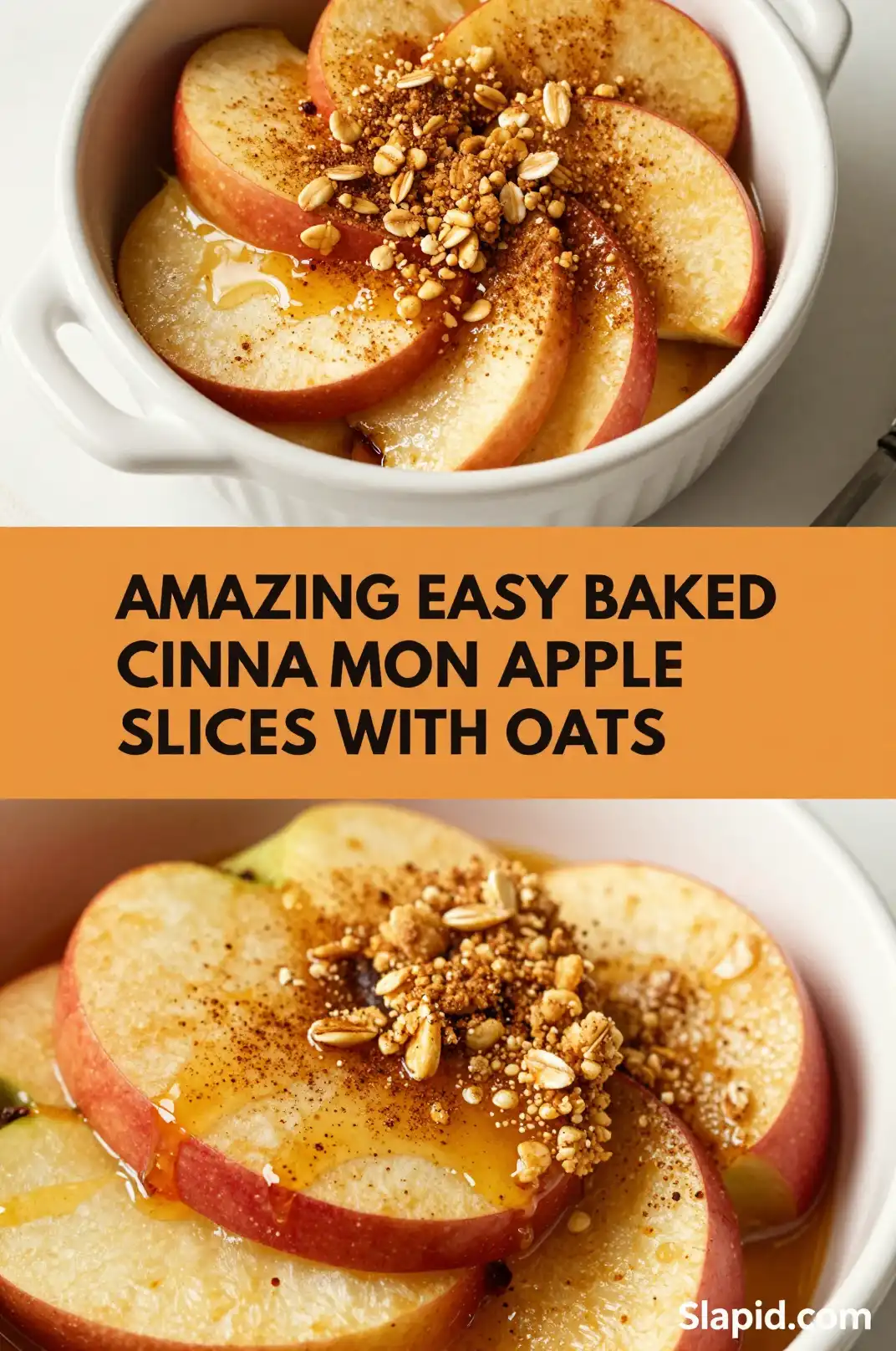 Easy Baked Cinnamon Apple Slices with Oats - Desserts & Sweets Recipe | Slapid