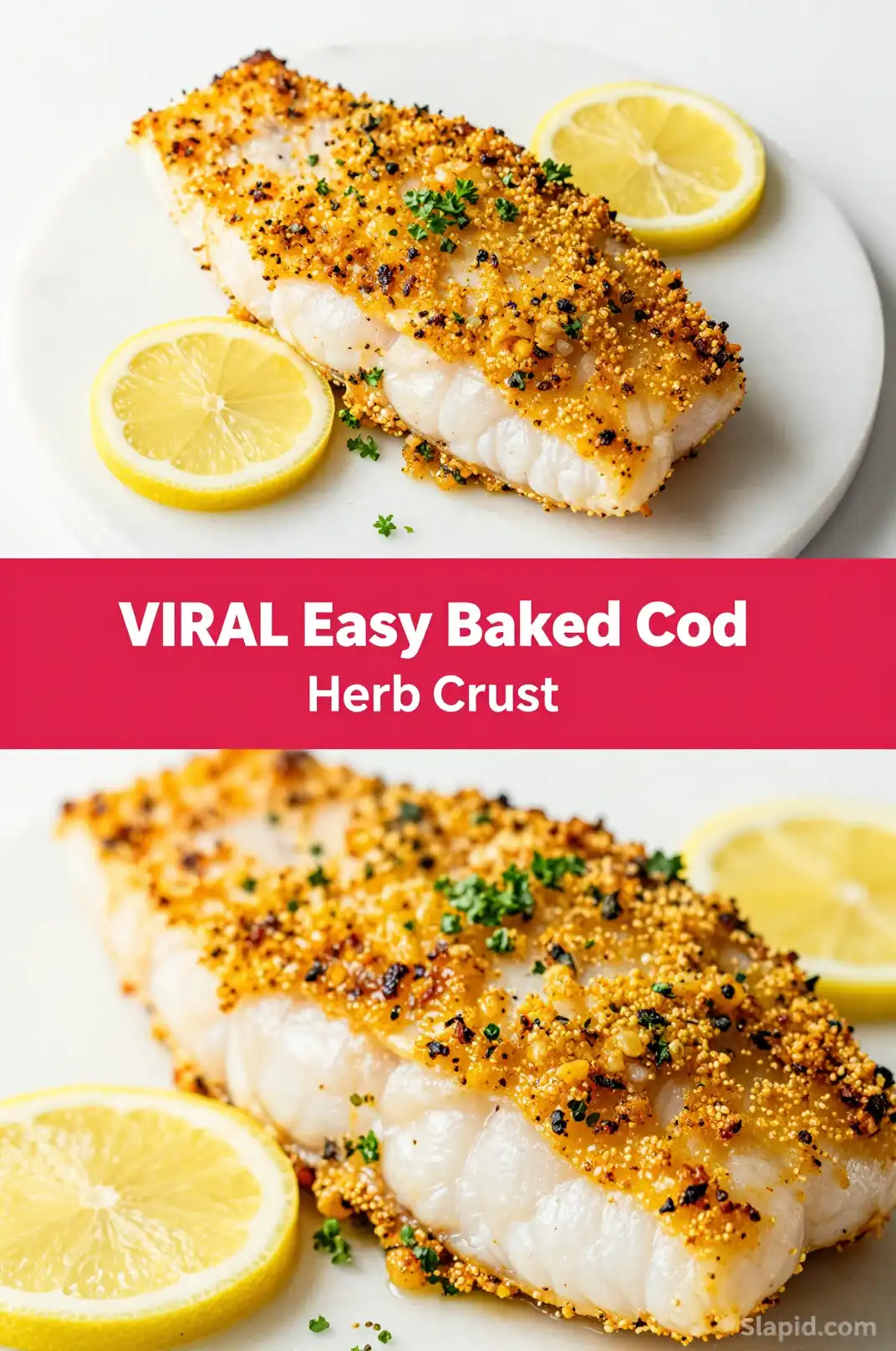 Easy Baked Cod with Lemon Herb Crust - Seafood Recipe | Slapid