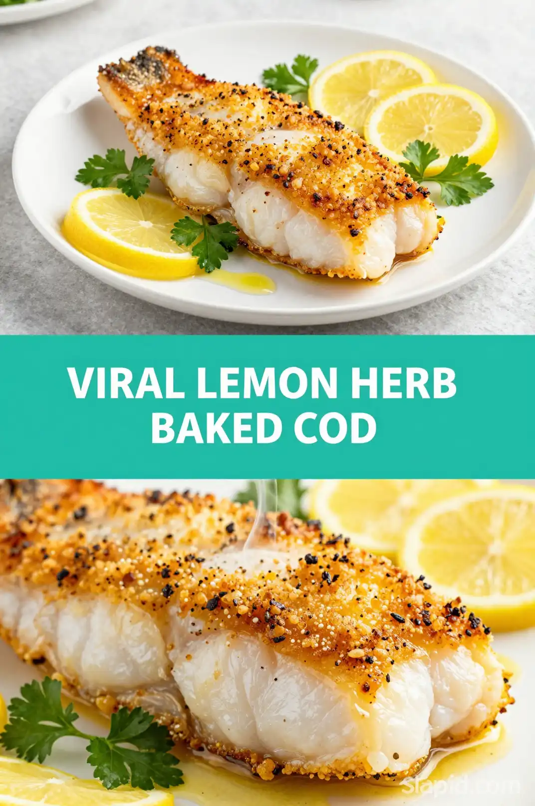 Easy Baked Cod with Lemon Herb Crust - Seafood Recipe | Slapid