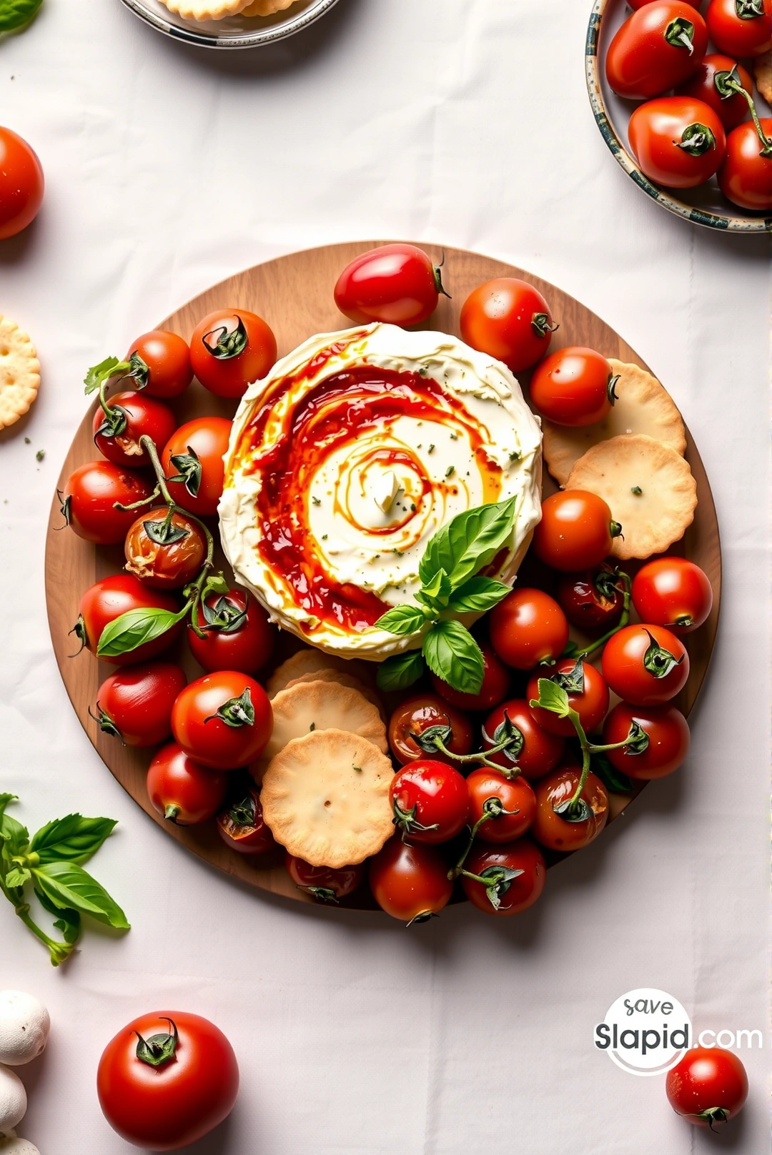 Easy Baked Feta Dip with Roasted Cherry Tomatoes - Appetizers & Dips Recipe | Slapid