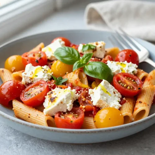 Step by step Easy Baked Feta Pasta with Cherry Tomatoes