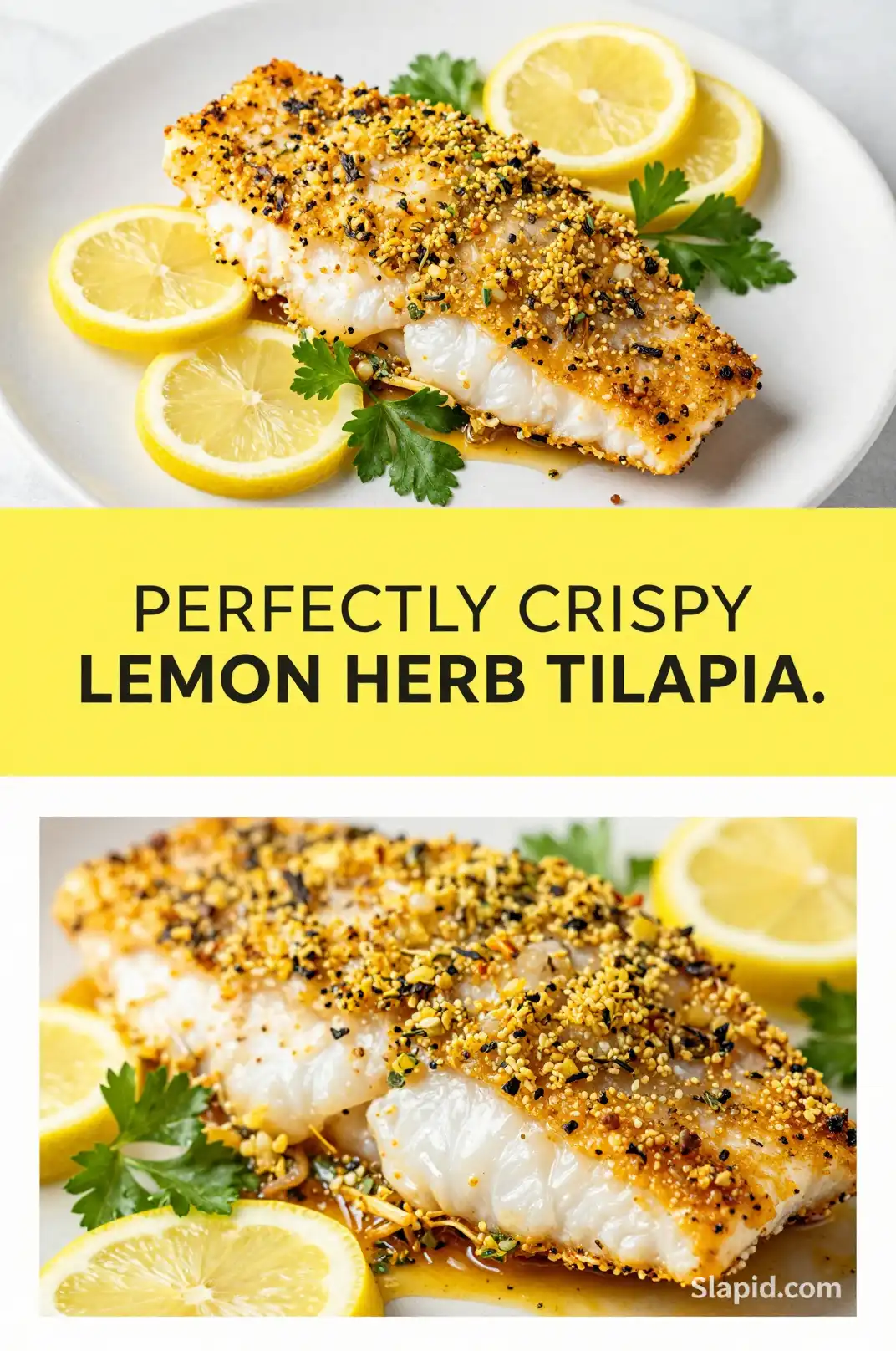 Easy Baked Lemon Herb Crusted Tilapia - Seafood Recipe | Slapid