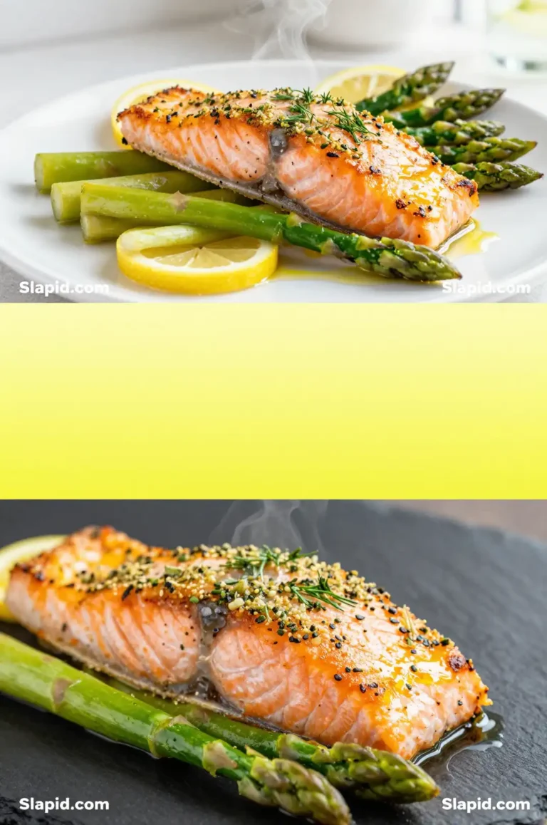 Easy Baked Lemon Herb Salmon with Asparagus - Seafood Recipe | Slapid