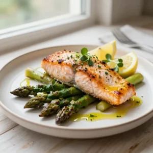 Step by step Easy Baked Lemon Herb Salmon with Roasted Asparagus