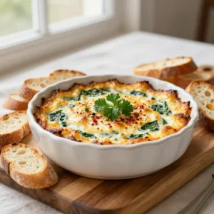 Step by step Easy Baked Spinach Artichoke Dip with Cream Cheese