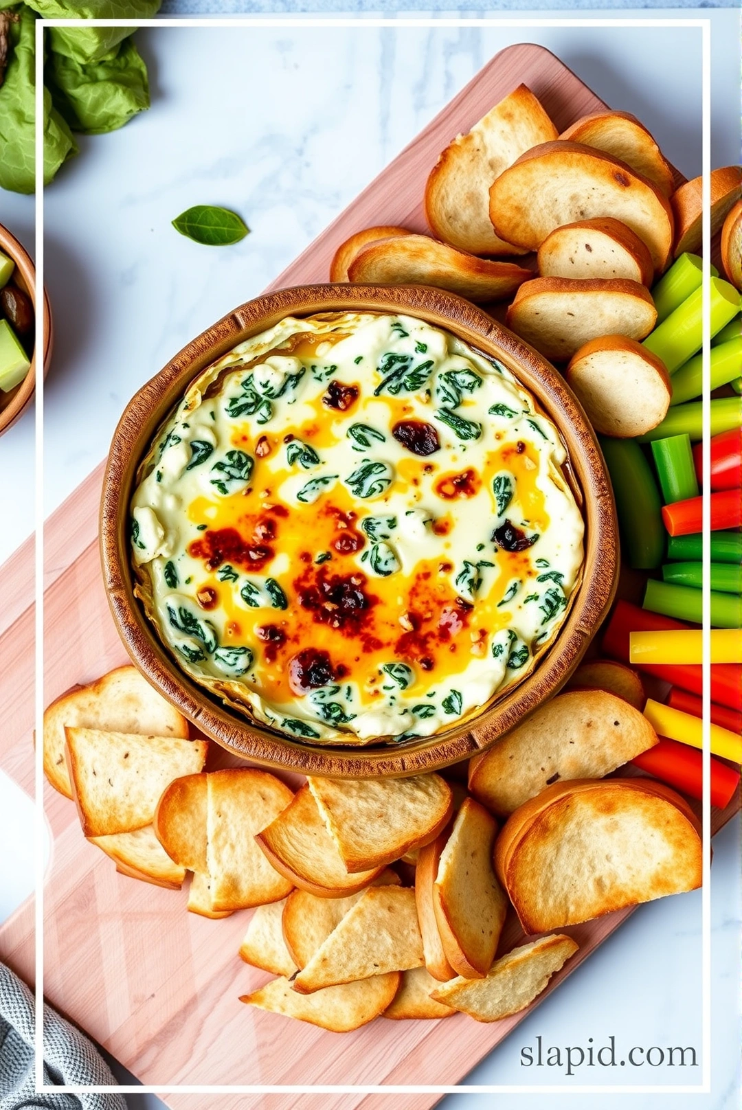 Easy Baked Spinach Artichoke Dip with Cream Cheese - Appetizers & Dips Recipe | Slapid