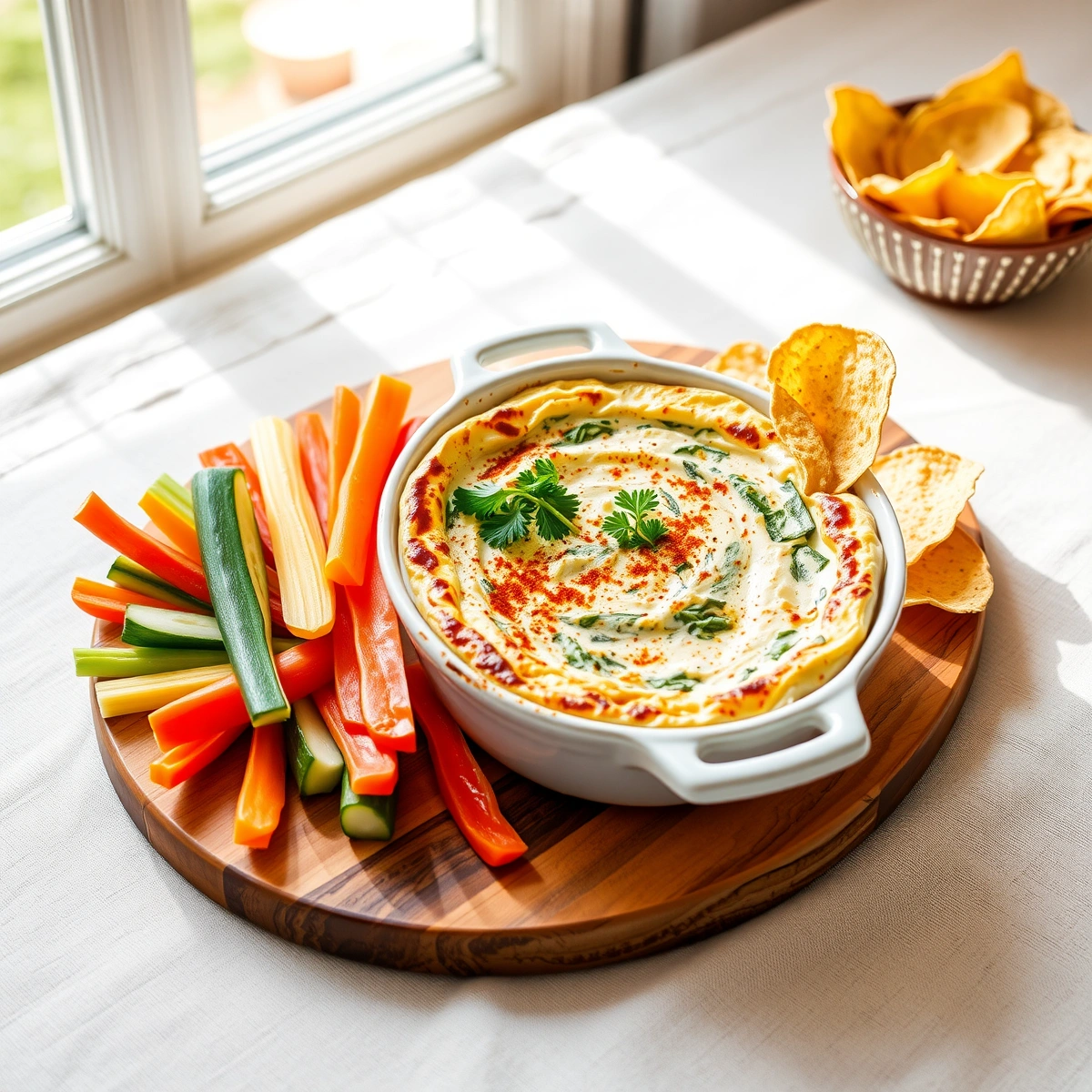 Easy Baked Spinach Artichoke Dip with Cream Cheese plated dish