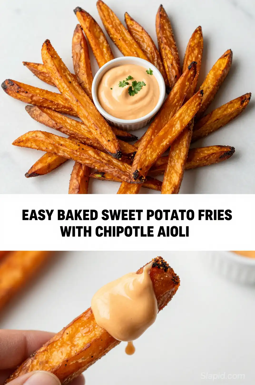 Easy Baked Sweet Potato Fries with Chipotle Aioli pinterest pin