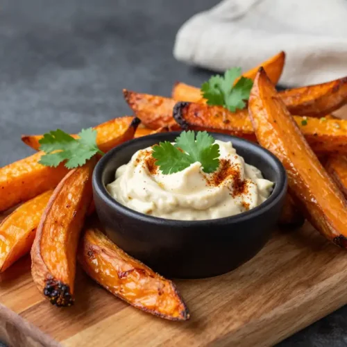 Step by step Easy Baked Sweet Potato Fries with Chipotle Aioli