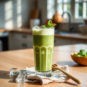 Step by step Easy Blended Iced Matcha Latte with Oat Milk