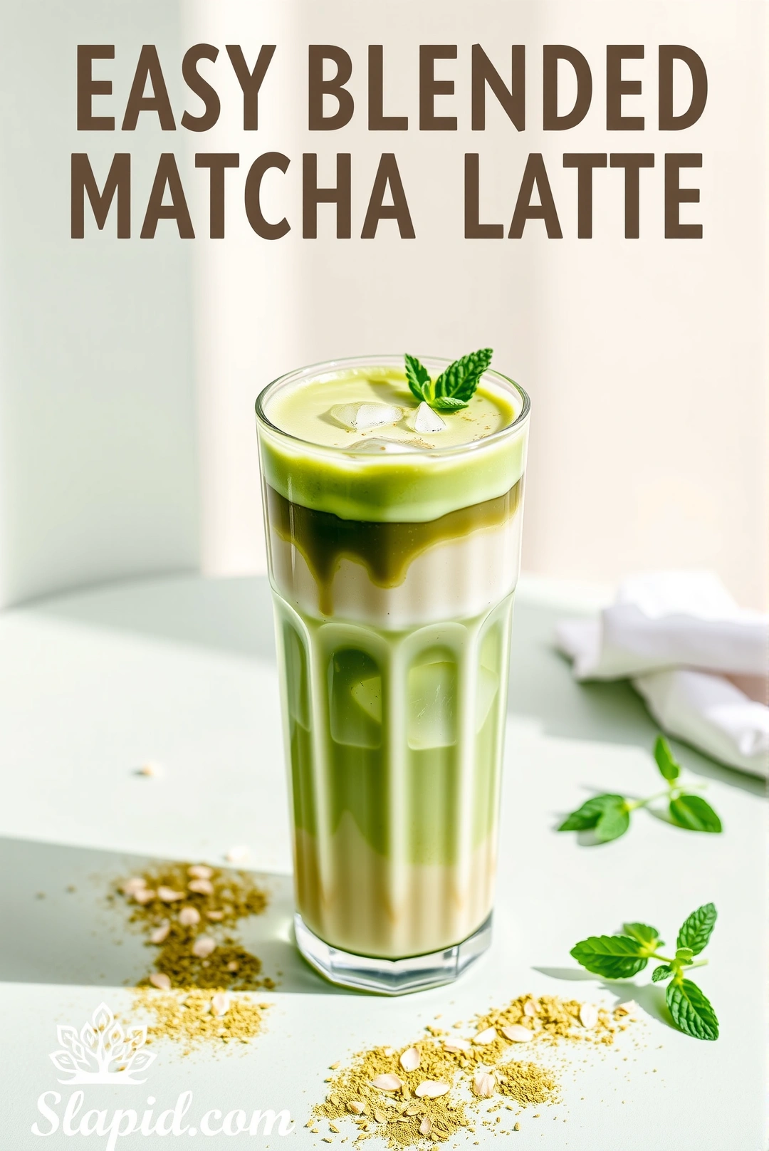 Easy Blended Iced Matcha Latte with Oat Milk - Beverages Recipe | Slapid
