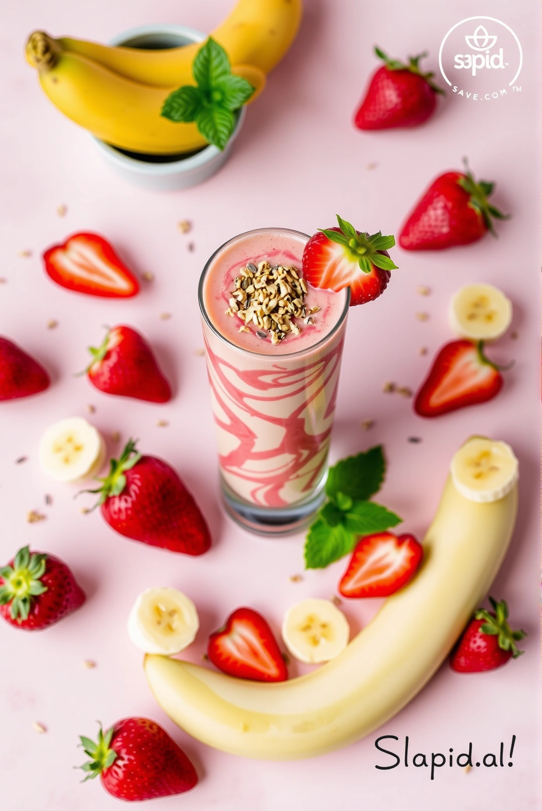 Easy Blended Strawberry Banana Smoothie with Greek Yogurt - Beverages Recipe | Slapid