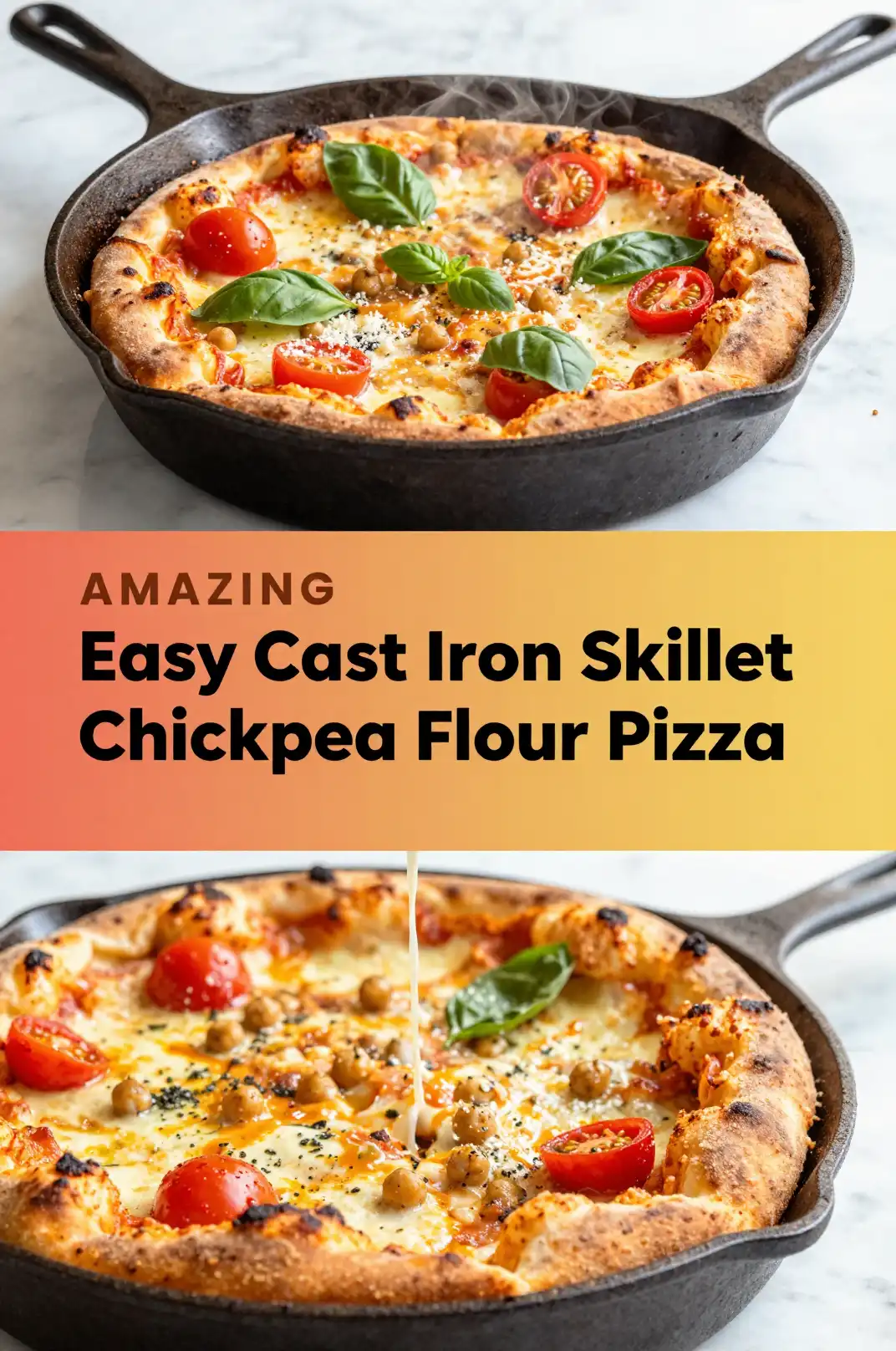 Easy Cast Iron Skillet Chickpea Flour Pizza pinterest pin