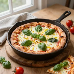 Step by step Easy Cast Iron Skillet Pizza with Crispy Crust