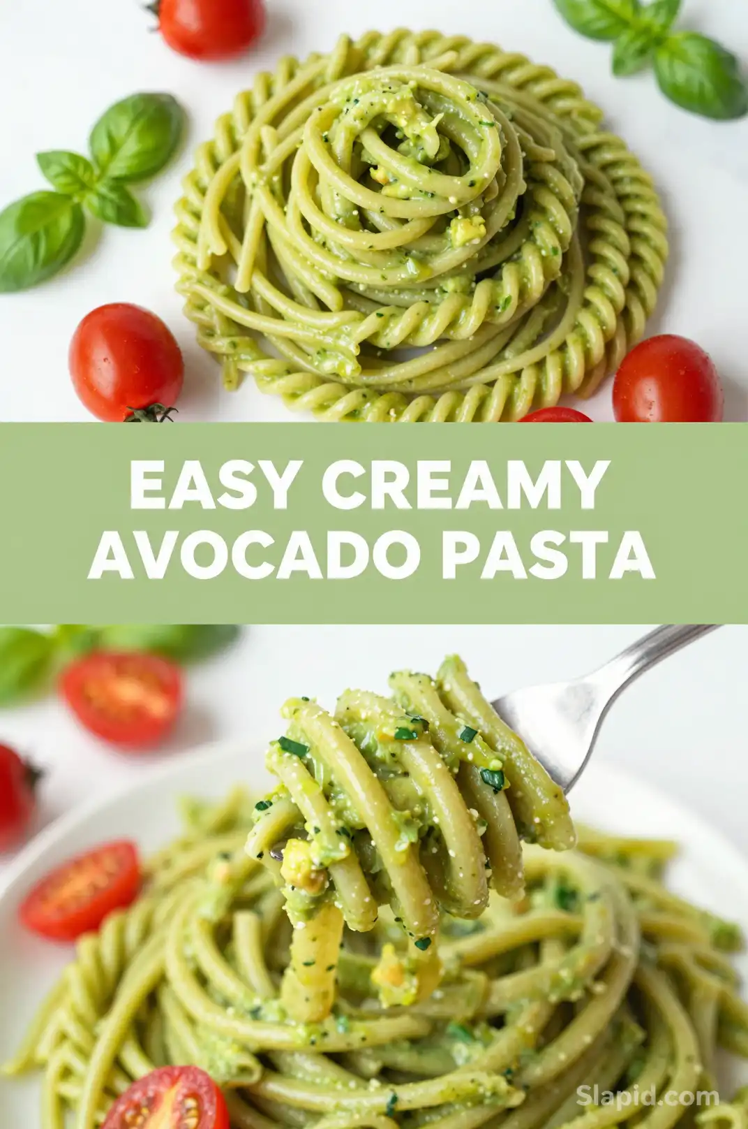 Easy Creamy Avocado Pasta with Cherry Tomatoes - Pasta Recipe | Slapid