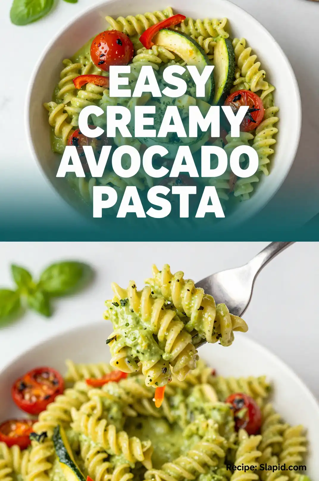 Easy Creamy Avocado Pasta with Roasted Vegetables - Pasta Recipe | Slapid