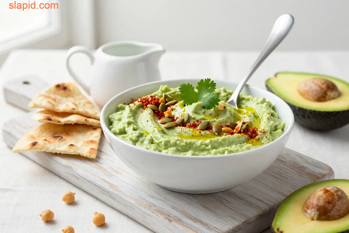 Easy Creamy Avocado White Bean Dip plated dish