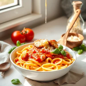 Step by step Easy Creamy Tomato Basil Pasta with Chicken