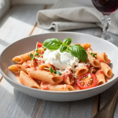 Step by step Easy Creamy Tomato Pasta with Basil Ricotta