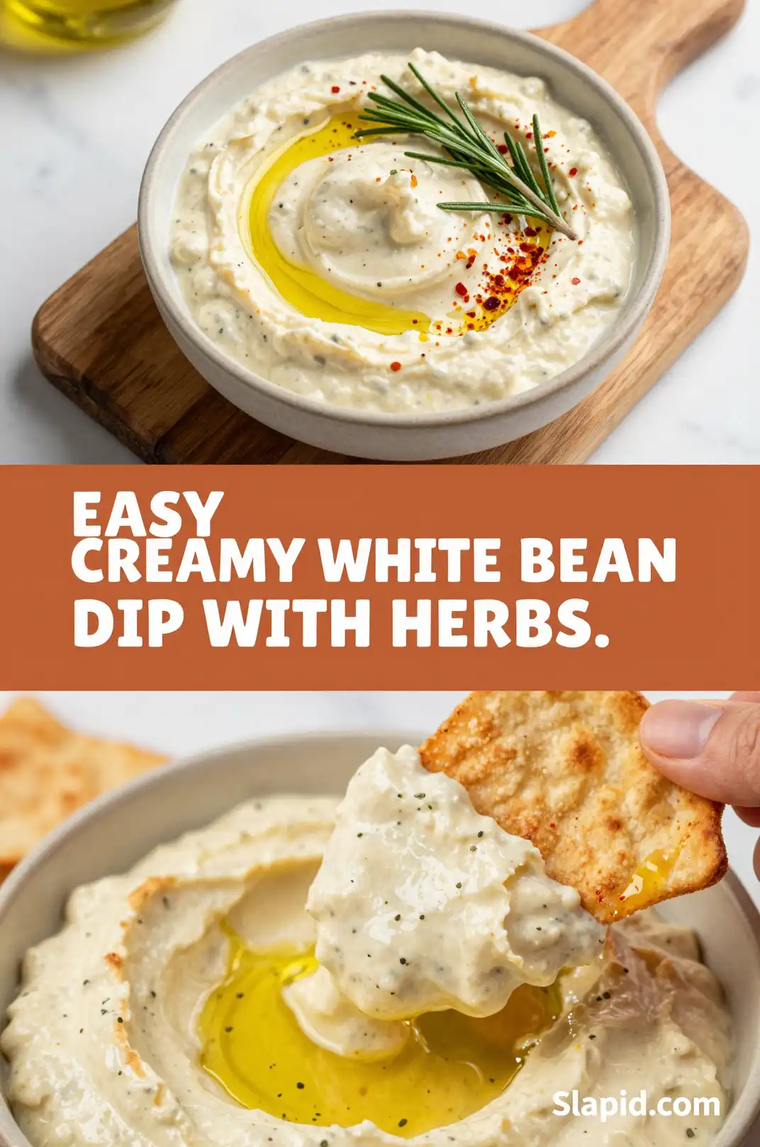 Easy Creamy White Bean Dip with Herbs - Appetizers & Dips Recipe | Slapid