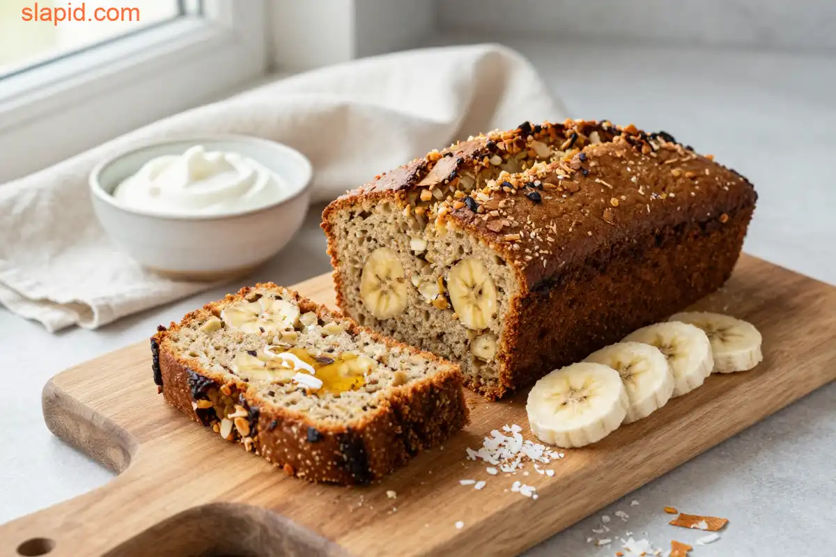 Easy Gluten-Free Coconut Flour Banana Bread plated dish