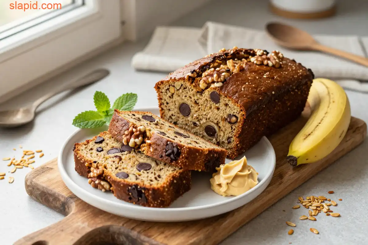 Easy Gluten-Free Vegan Banana Oat Bread plated dish