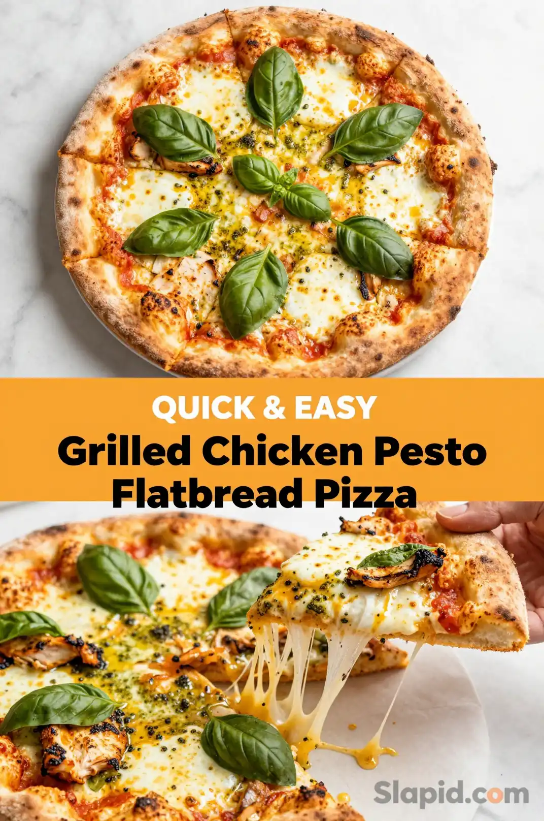 Easy Grilled Chicken and Pesto Flatbread Pizza - Pizza Recipe | Slapid
