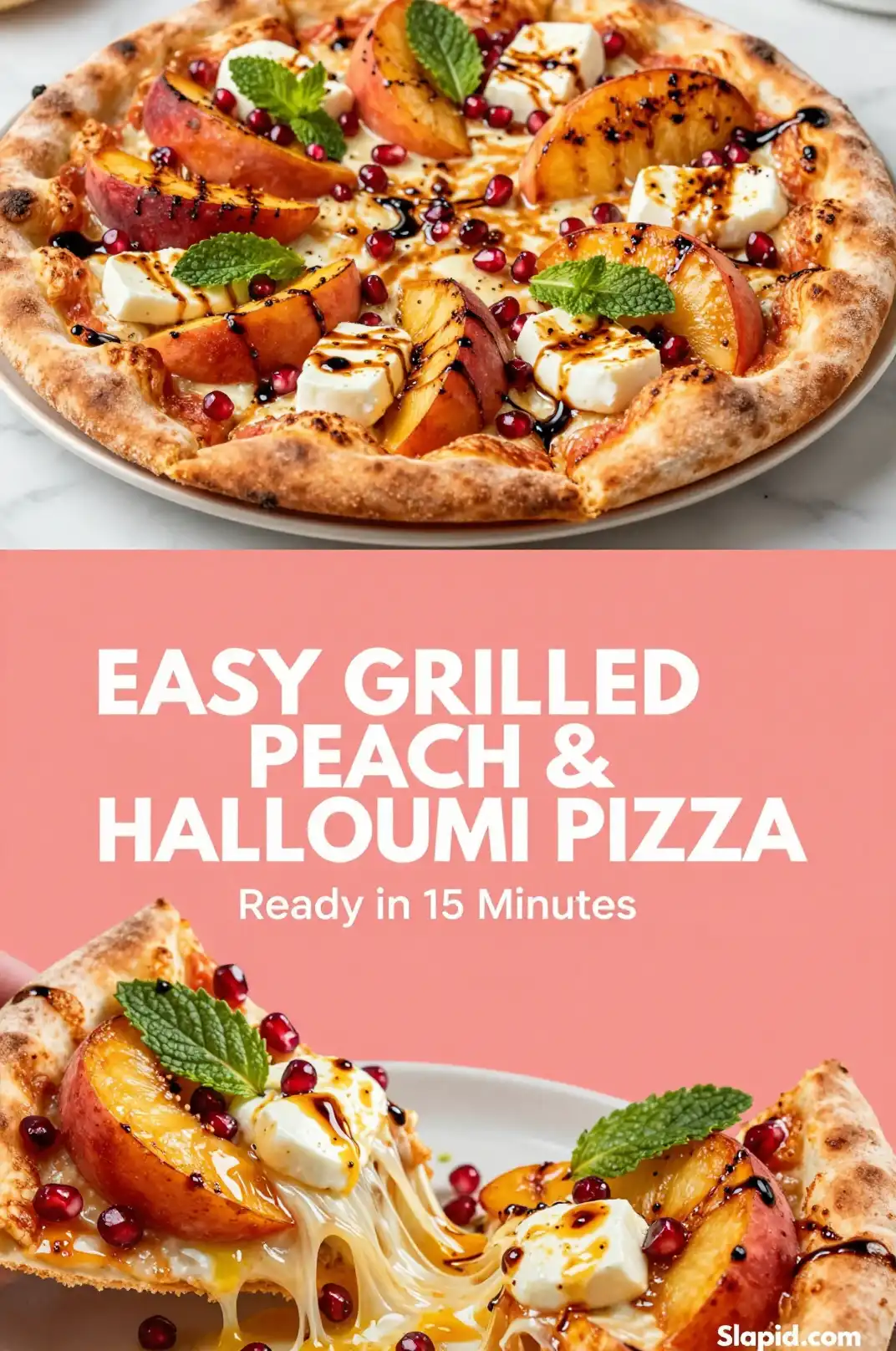Easy Grilled Peach and Halloumi Pizza Recipe - Pizza Recipe | Slapid