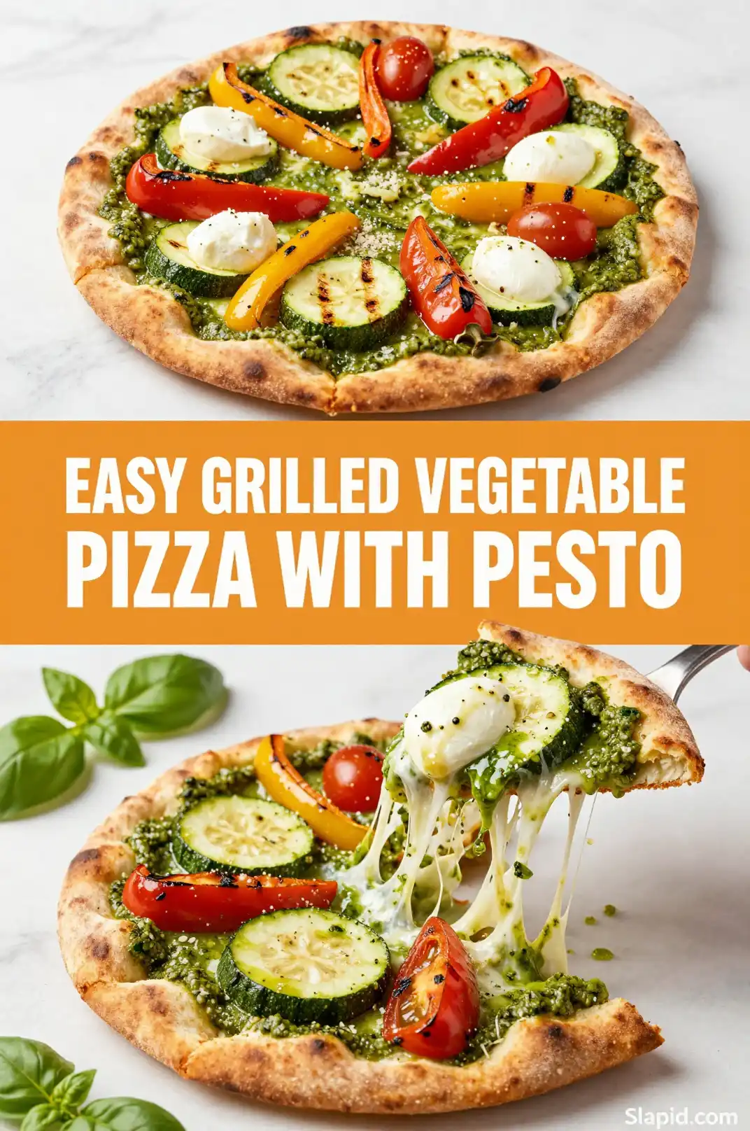Easy Grilled Vegetable Pizza with Pesto pinterest pin