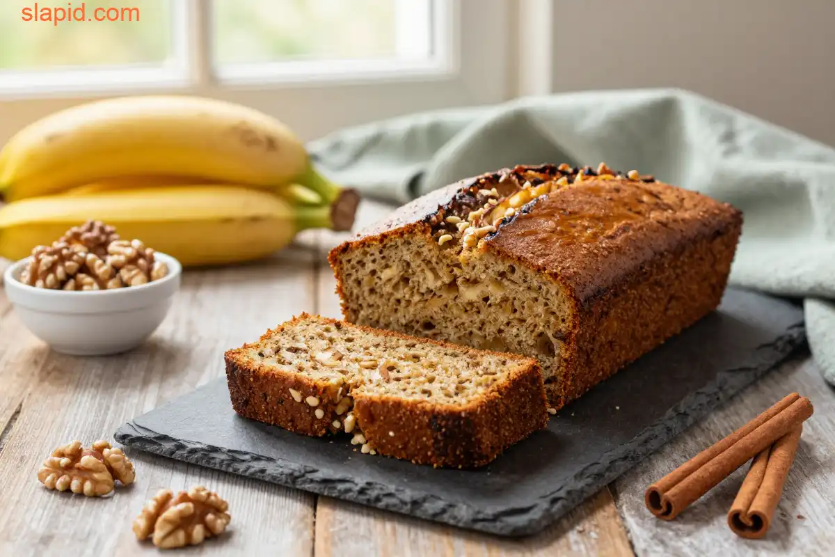 Easy Homemade Gluten-Free Vegan Banana Bread plated dish
