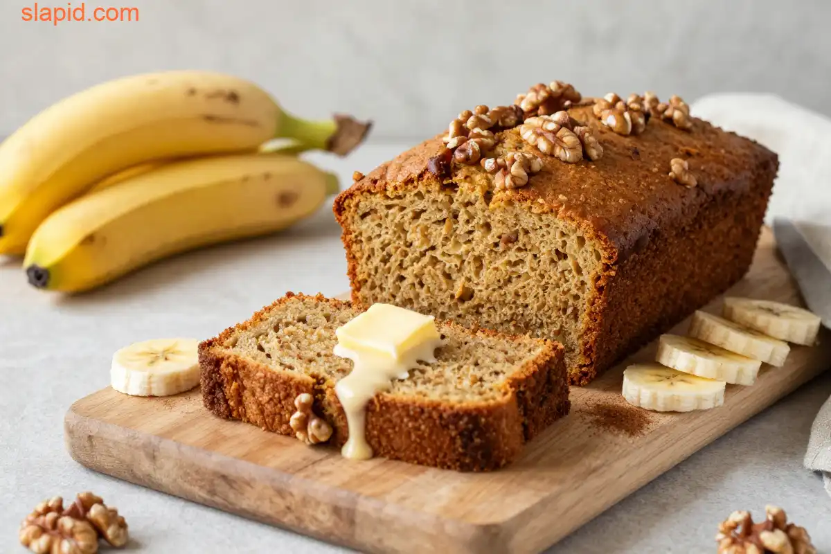 Easy Homemade Gluten-Free Vegan Banana Bread plated dish