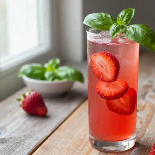 Step by step Easy Homemade Refreshing Strawberry Basil Lemonade Recipe
