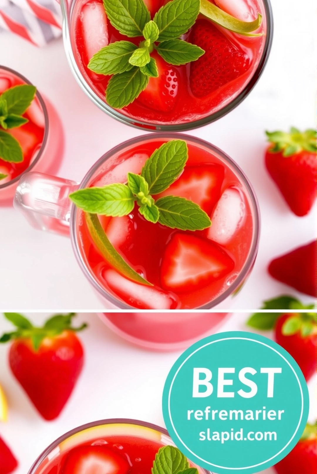 Easy Homemade Strawberry Lemonade with Fresh Mint - Beverages Recipe | Slapid