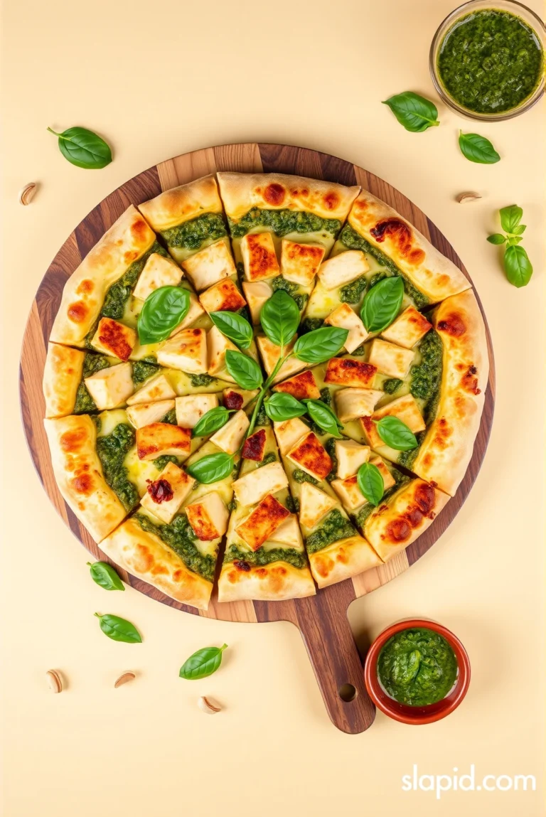 Easy Homemade Thin Crust Chicken Pesto Pizza - Pizza Recipe | Slapid